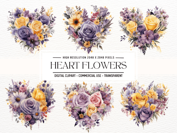 Download Lavender and Goldenrod Heart Flowers - Flowers Collection