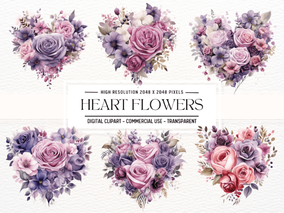 Download Lavender and Mauve Heart Flowers Clipart - Flowers Collection